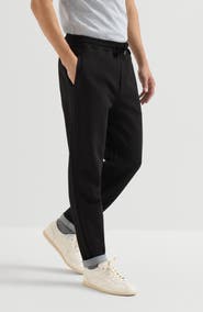 Brunello Cucinelli Cotton, cashmere and silk French terry double cloth trousers
