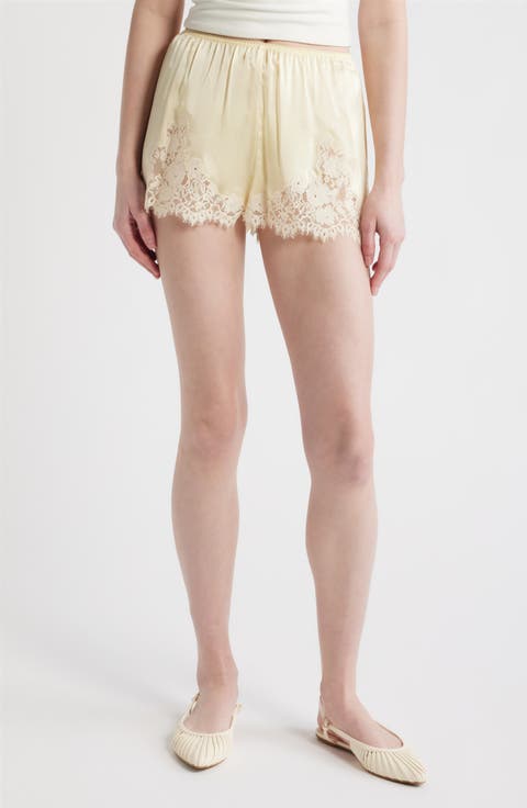 Iona Lace Trim Silk Satin Shorts