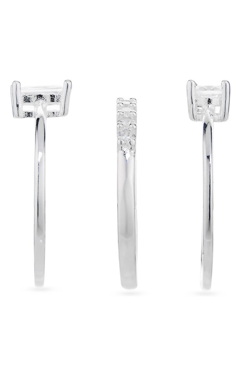 NORDSTROM RACK Set of 3 Cubic Zirconia Stackable Rings, Alternate, color, Clear- Silver