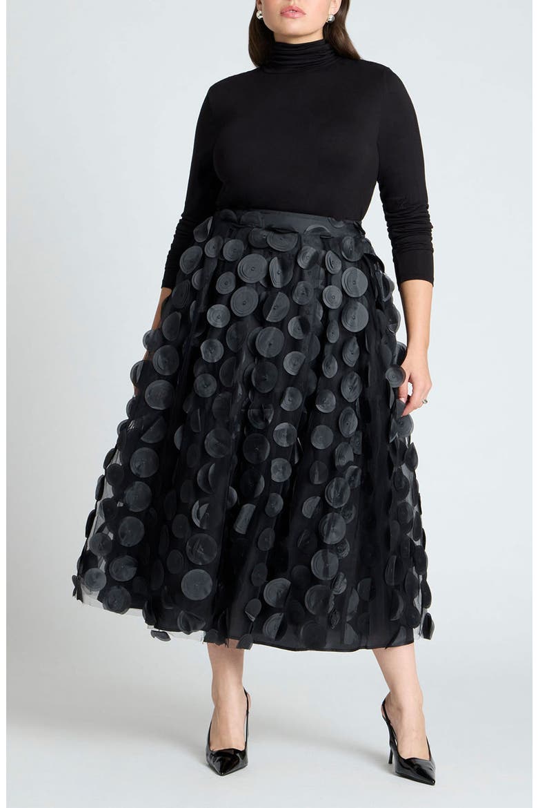 Dimensional Dot Tulle Maxi Skirt, Alternate, color, BLACK ONYX
