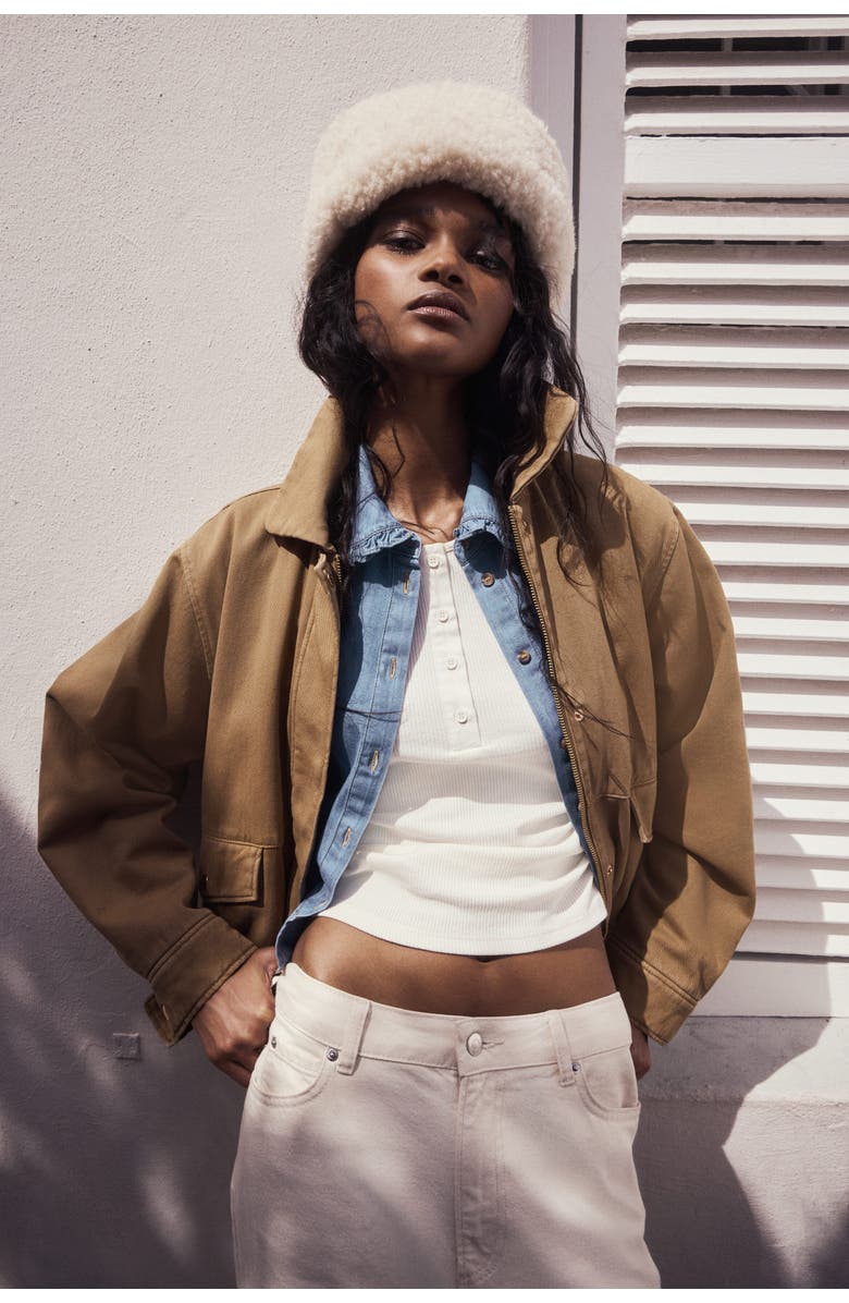 H&M Padded Jacket, Alternate, color, Dark Beige