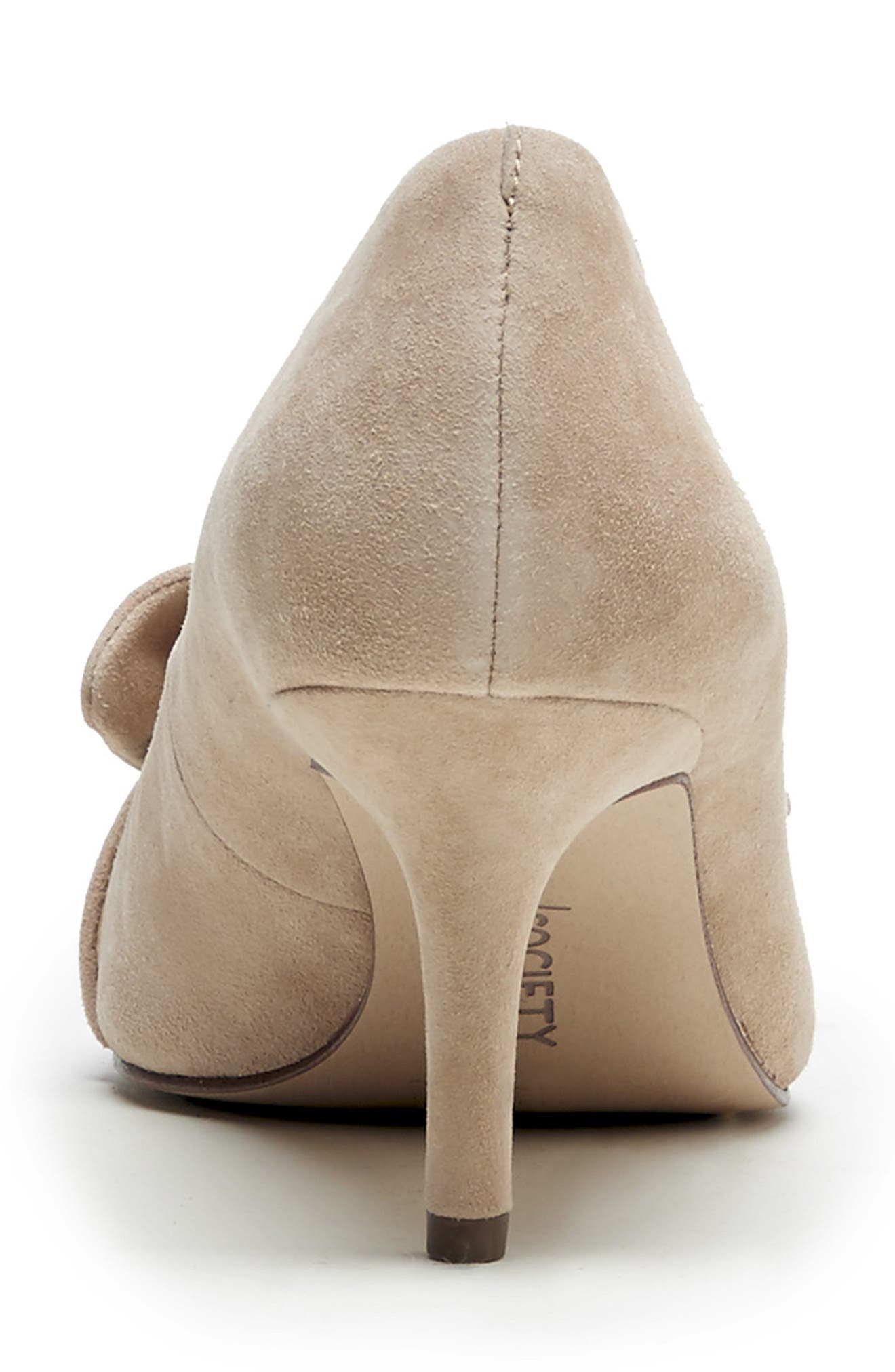 Darbia Ruffle Pointy Toe Pump, Alternate, color, TAN SUEDE