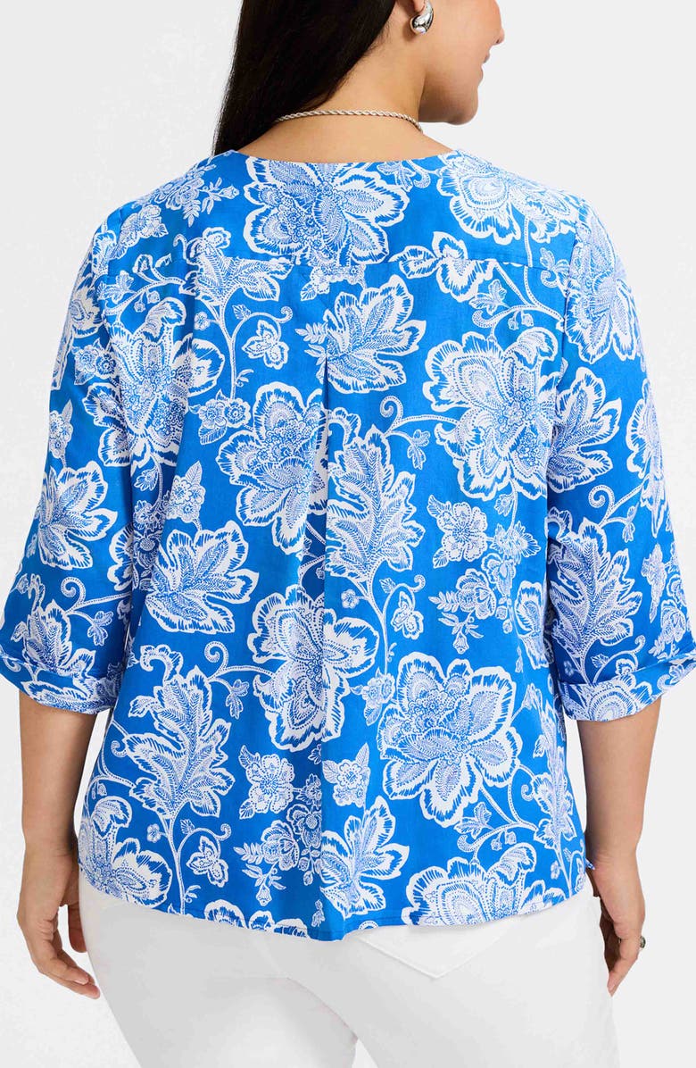 Foxcroft Vena Print Top, Alternate, color, Cobalt Blue/ White