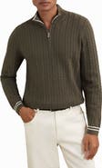 Reiss Tuscano Cable Quarter Zip Sweater