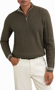 Reiss Tuscano Cable Quarter Zip Sweater