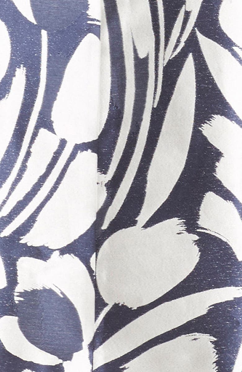 Eliza J Print Jacquard Midi Skirt, Alternate, color, Navy/ Ivory