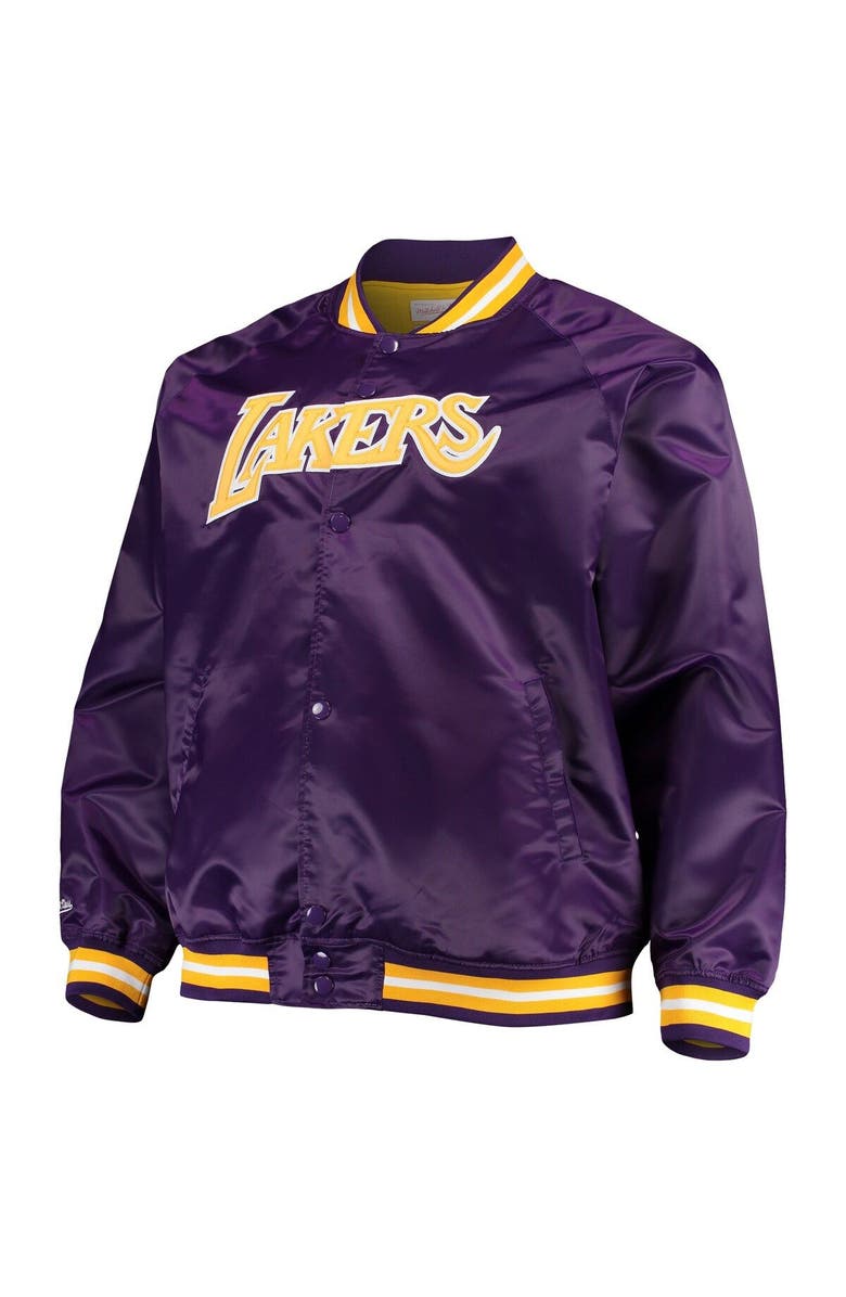 Mitchell & Ness Men's Mitchell & Ness Purple Los Angeles Lakers Big & Tall Hardwood Classics Raglan Satin Full-Snap Jacket, Alternate, color, Purple