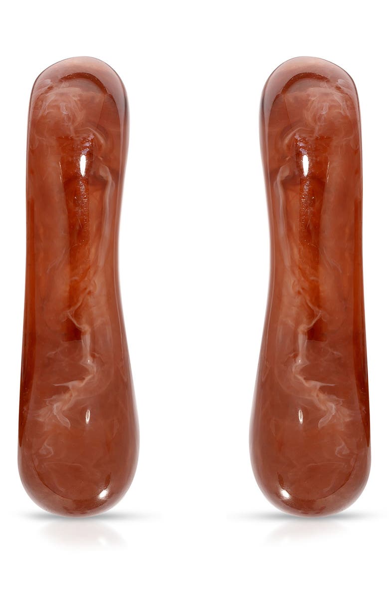 Ettika Resin Square Hoop Earrings, Alternate, color, Brown