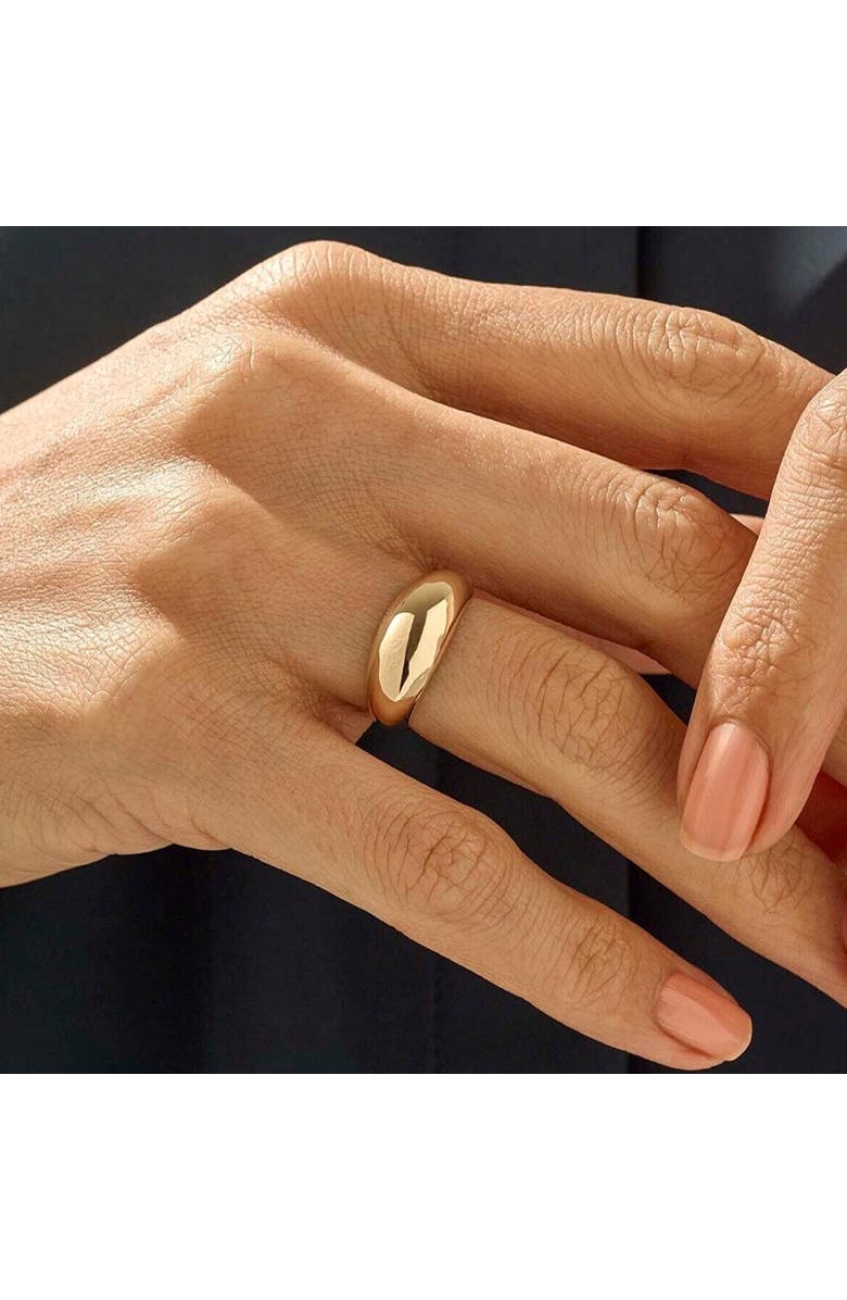 Spero London Sterling Silver Dome Crescent Ring, Alternate, color, Gold