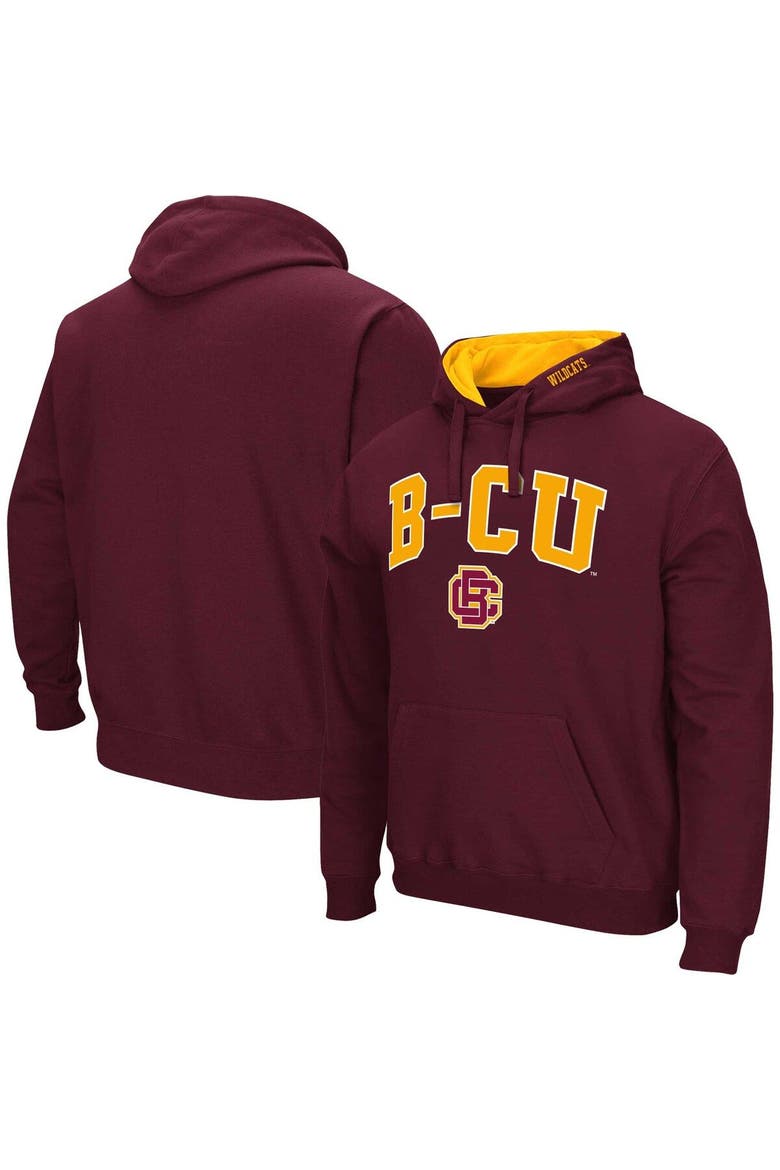 Men's Colosseum Maroon Bethune-Cookman Wildcats Arch & Logo 3.0 Pullover Hoodie, Main, color, Maroon
