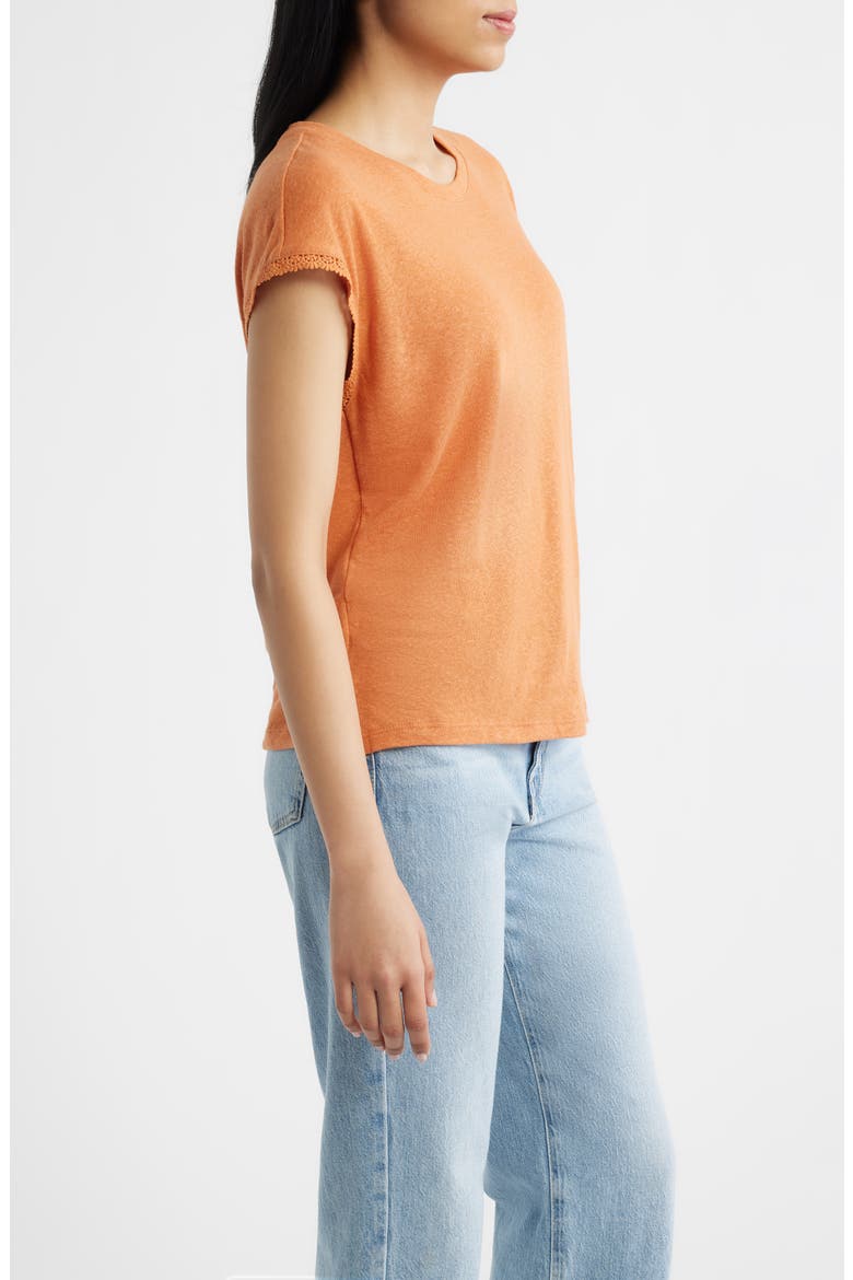 Crochet Cap Sleeve Tee, Alternate, color, ROASTED CARROT