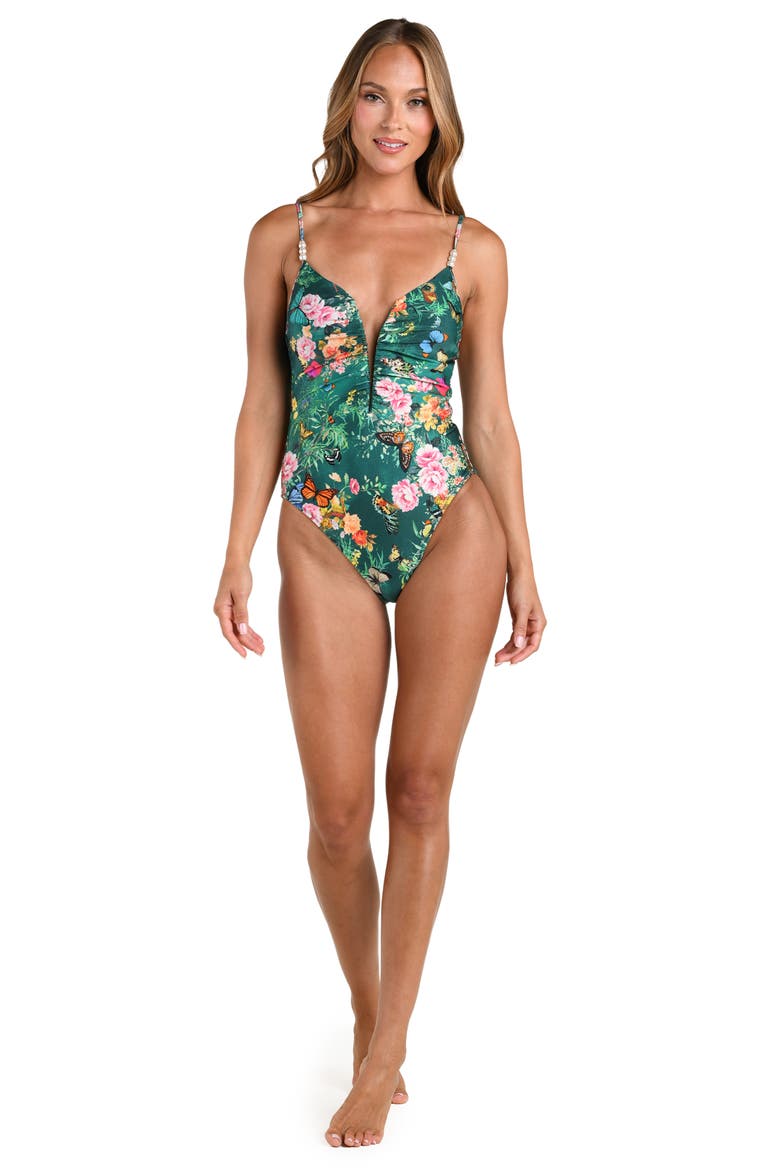 Lilou Print One-Piece Swimsuit, Alternate, color, GREEN MULTI