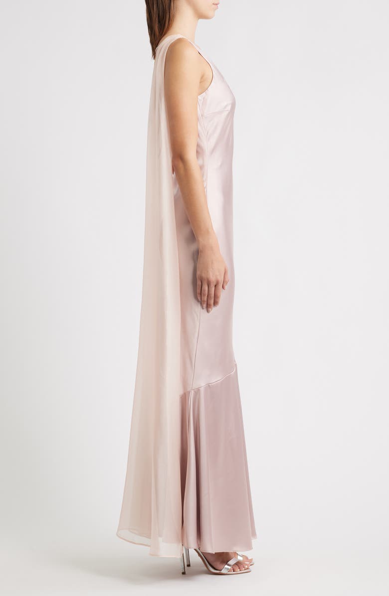 Lulus Aida Tie Back Satin Gown, Alternate, color, Light Mauve