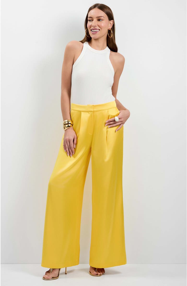 Trina Turk Pontaccio Satin Pants, Alternate, color, Lambretta Lemon