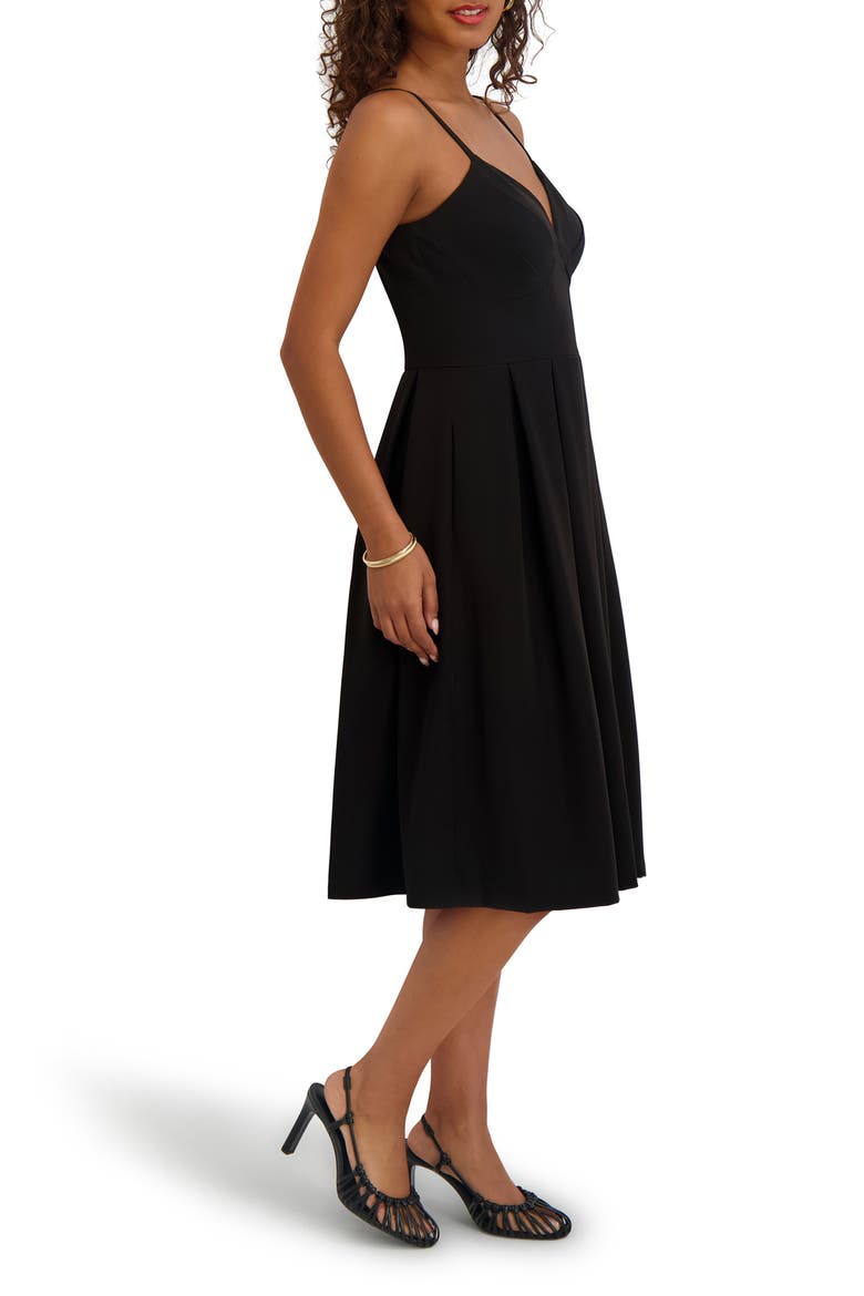 Gab Soft Touch Pleated Midi Dress, Alternate, color, BLACK