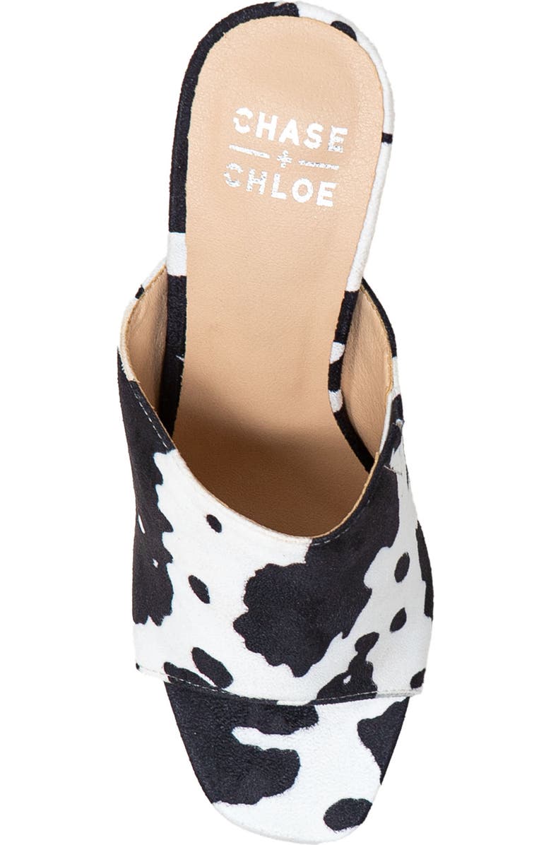 CHASE AND CHLOE Open Toe Mule, Alternate, color, Black/White Cow