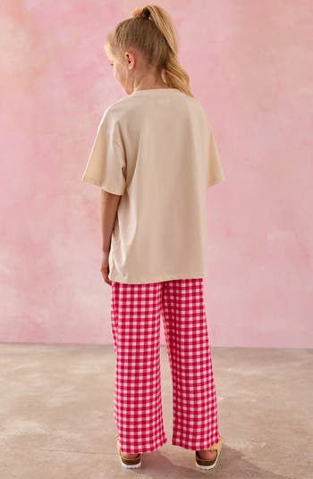 Kids' Lisbon Oversize Graphic T-Shirt & Textured Gingham Pants Set