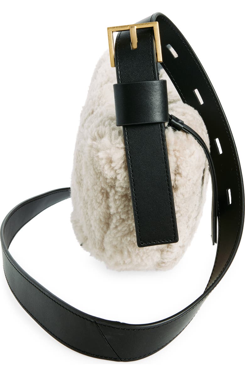 AllSaints Half Moon Genuine Shearling Crossbody, Alternate, color, Light Toffee Taupe