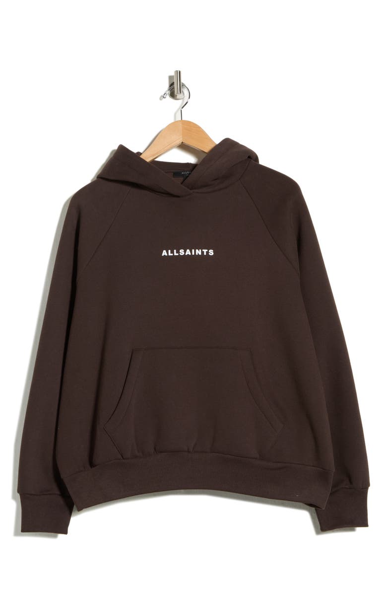 AllSaints Tour Talon Logo Graphic Hoodie, Alternate, color, Bottle Brown