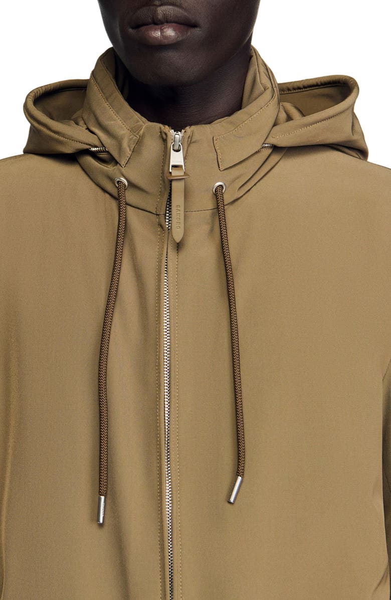 SANDRO Zip-up hooded jacket, Alternate, color, Caramel