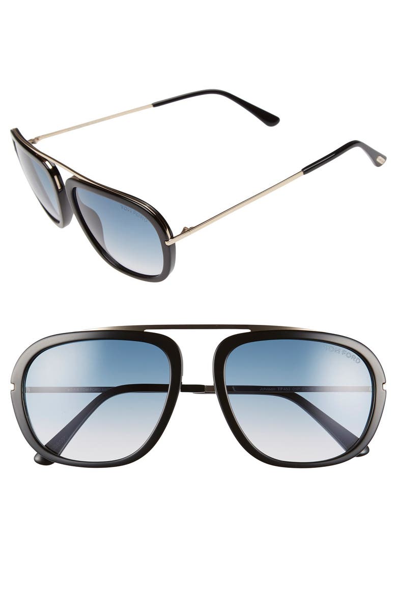 TOM FORD 'Johnson' 57mm Sunglasses, Main, color, 