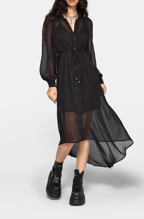 Eimhir Chiffon High-low Midi Shirt Dress