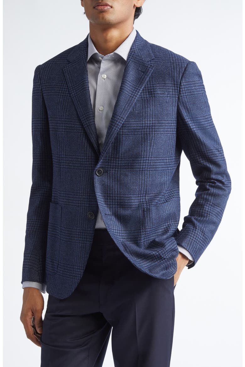 Trofeo Plaid Stretch Wool & Cashmere Sport Coat, Main, color, BLUE/DARK BLUE