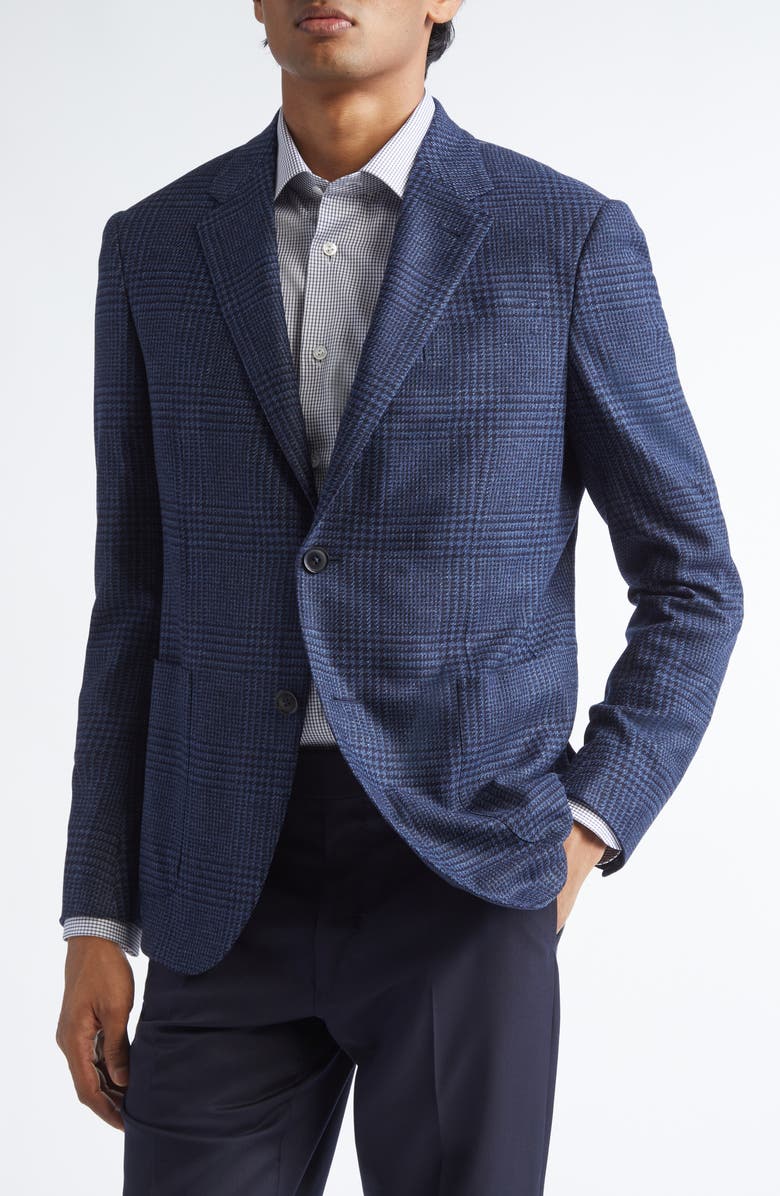 ZEGNA Trofeo Plaid Stretch Wool & Cashmere Sport Coat, Main, color, Blue/Dark Blue