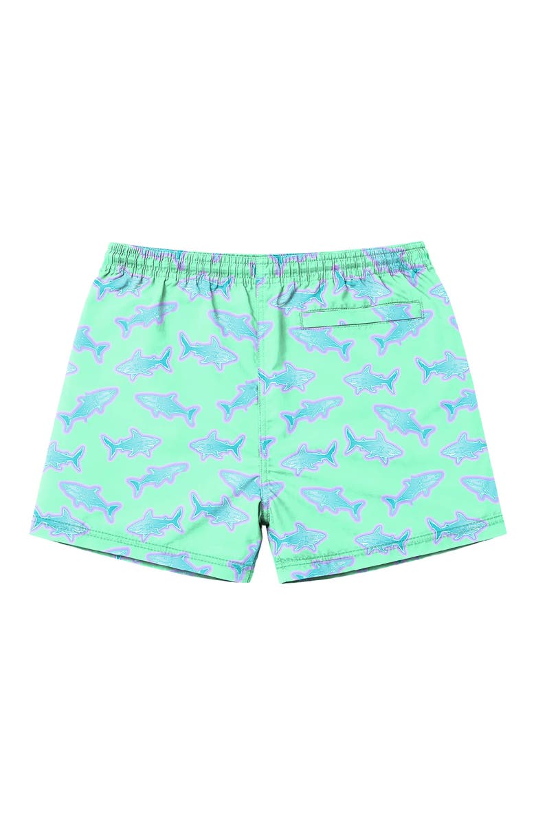 Limeapple Boys Neon Sharks Print Board Shorts, Alternate, color, Multicolor