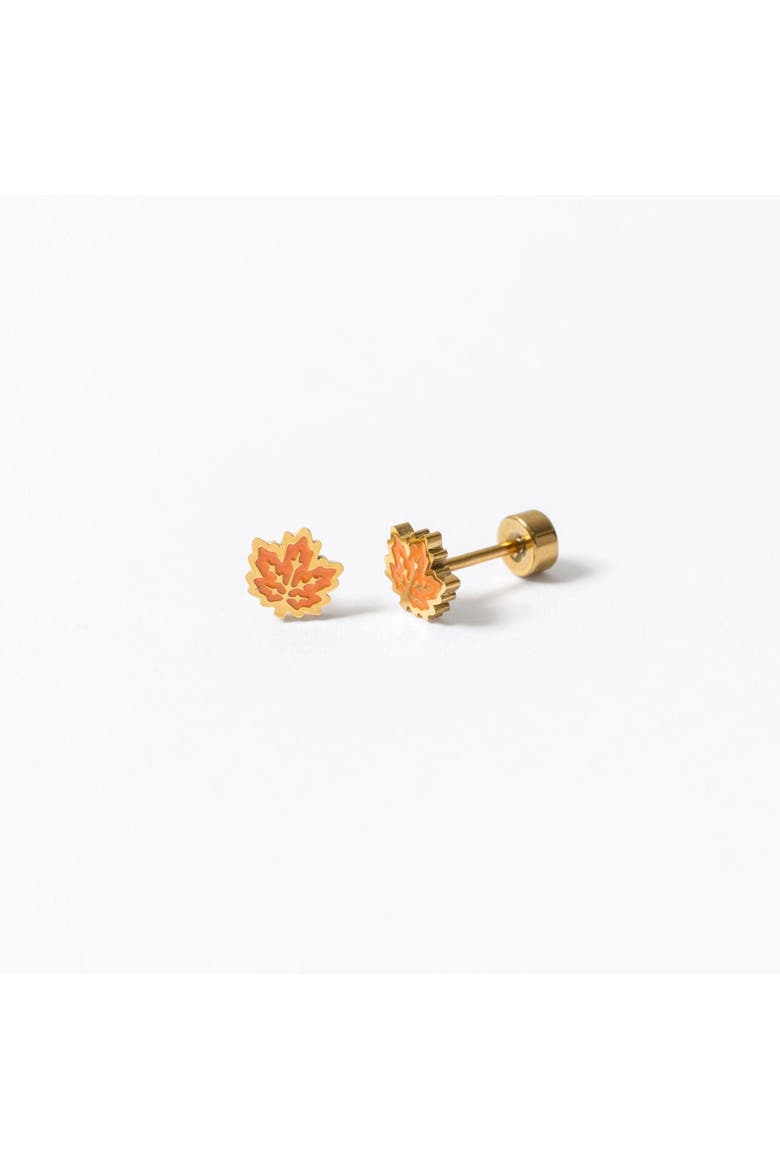 Leaf Hypoallergenic Flatback Stud Earrings, Main, color, Orange