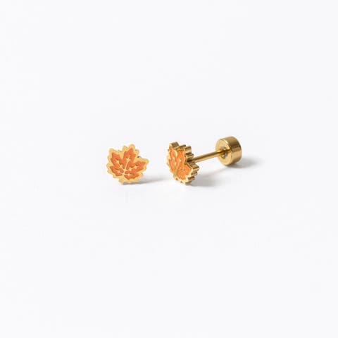 Leaf Hypoallergenic Flatback Stud Earrings
