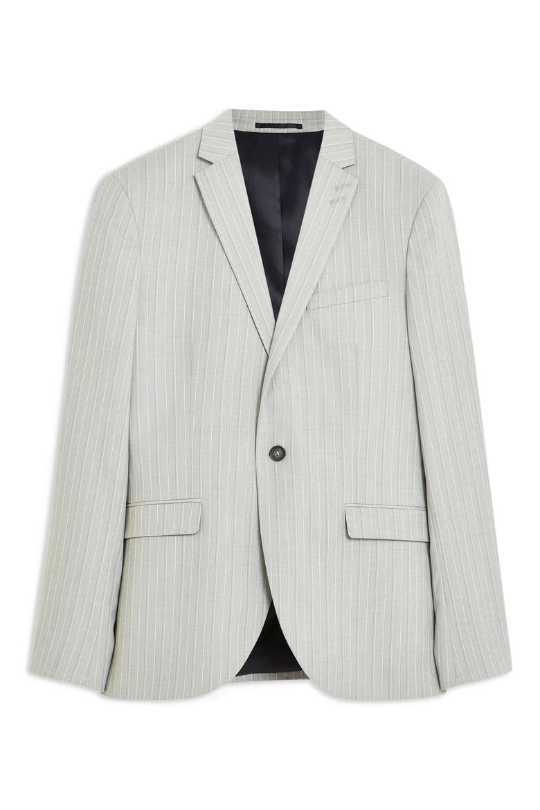 Super Skinny Fit Pinstripe Suit Jacket, Alternate, color, GREY