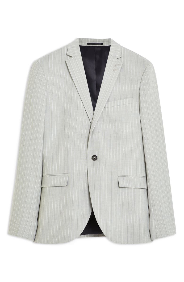 Topman Super Skinny Fit Pinstripe Suit Jacket, Alternate, color, 