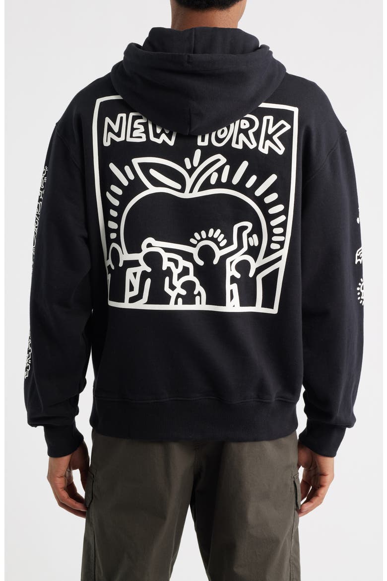 x Keith Haring Alpha Cotton Hoodie, Alternate, color, BLACK