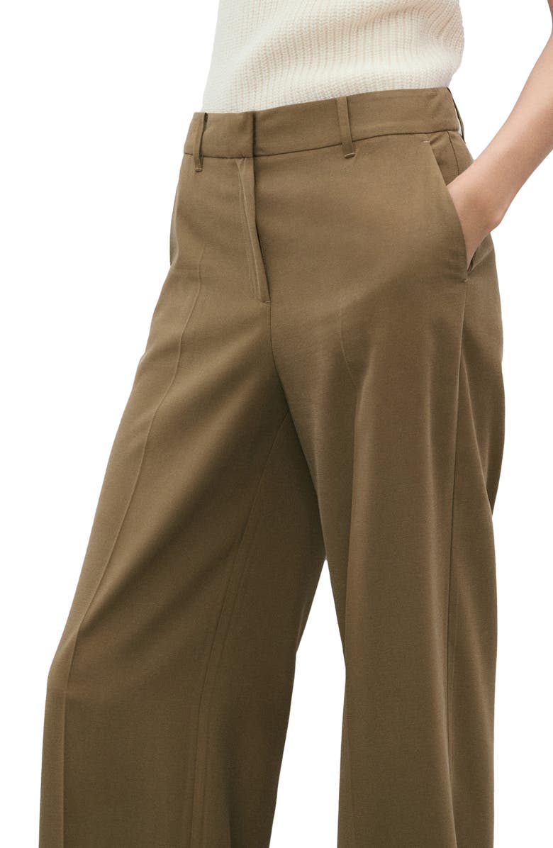 MANGO Carlos Wide Leg Pants, Alternate, color, Khaki