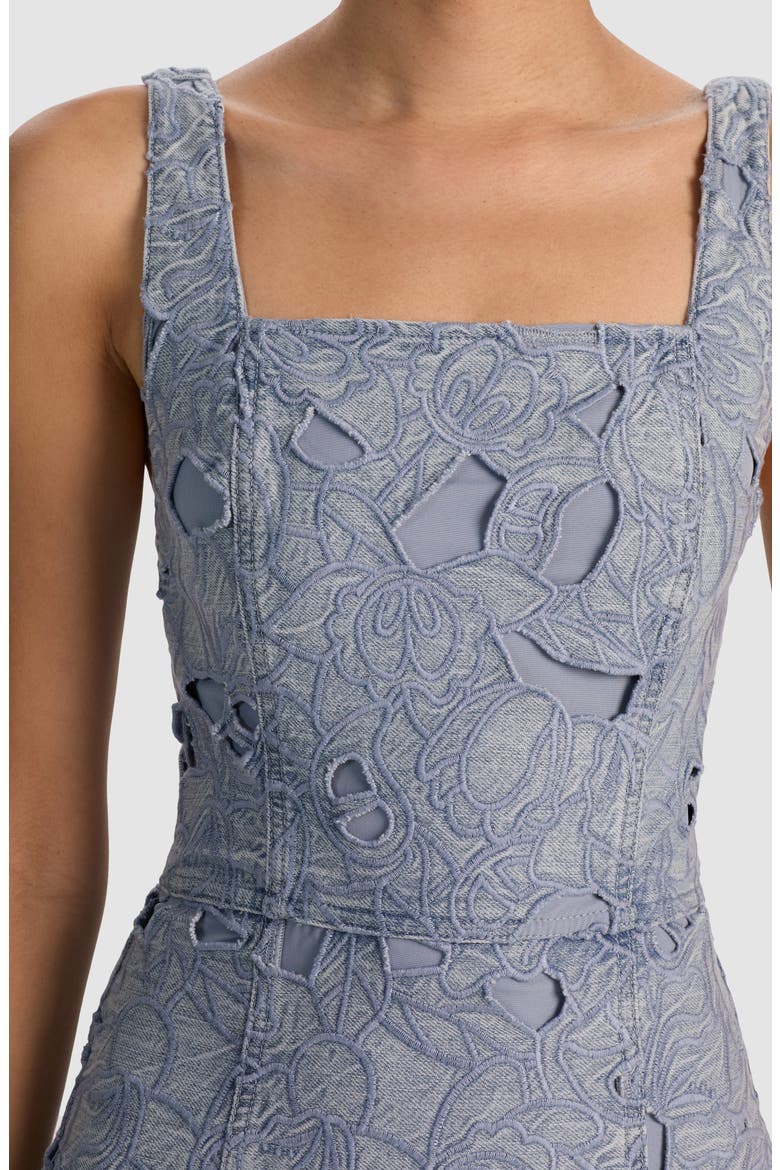 Maryann Embroidered Floral Eyelet Denim Dress, Alternate, color, ROCKSTAR BLUE