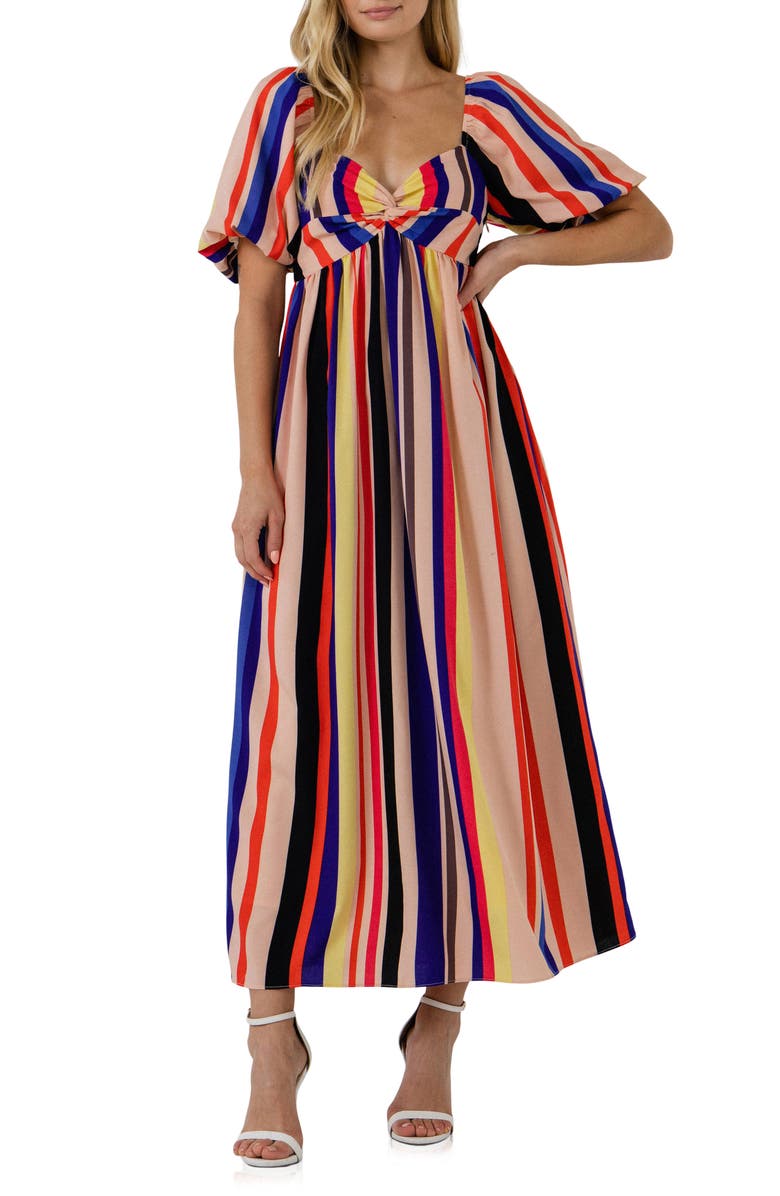 English Factory Multicolor Stripe Maxi Dress, Alternate, color, Multi