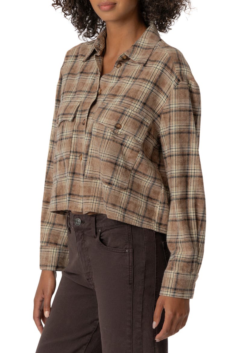 Mira Boxy Plaid Shirt, Alternate, color, SADDLE BROWN