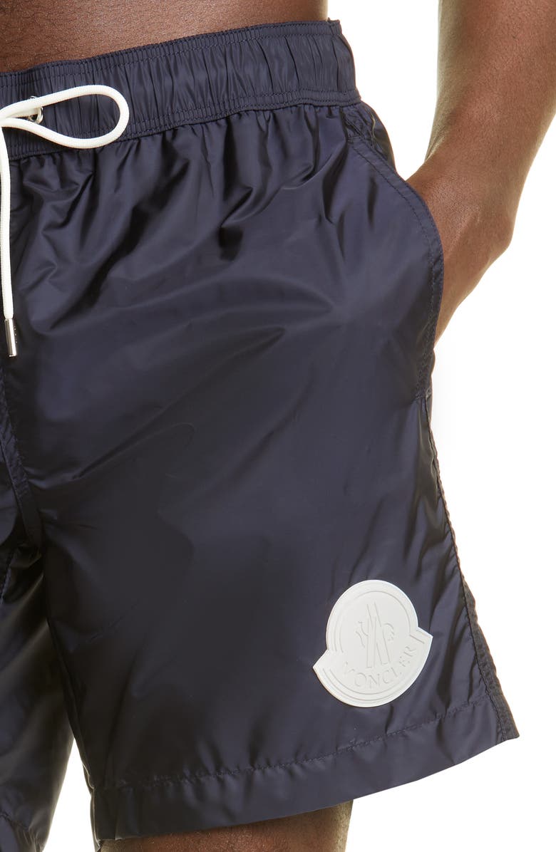 Moncler Logo Patch Swim Trunks, Alternate, color, 