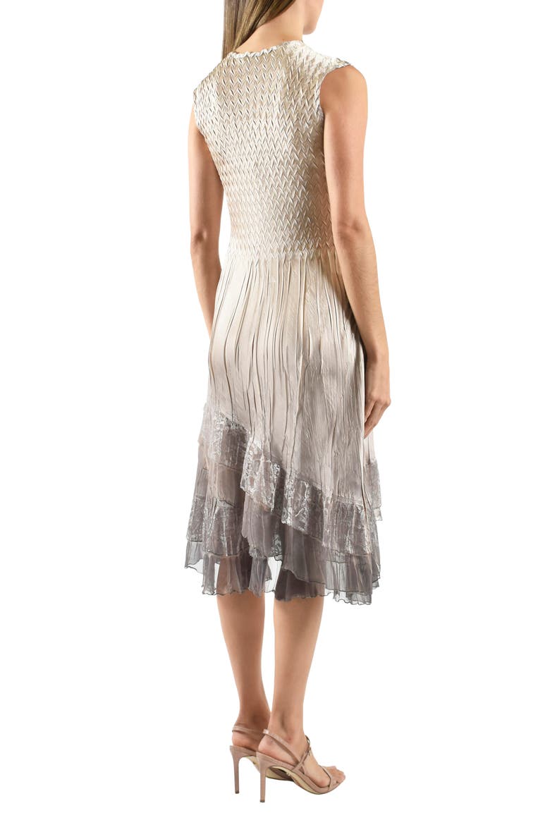 Lace Trim Tiered Charmeuse & Chiffon Cocktail Dress with Jacket, Alternate, color, BEACH CAFE OMBRE