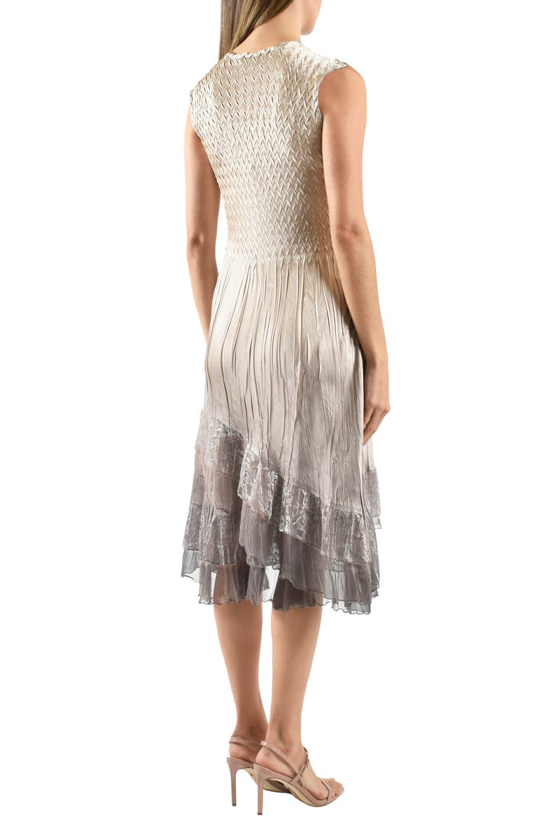 Komarov Lace Trim Tiered Charmeuse & Chiffon Cocktail Dress with Jacket, Alternate, color, Beach Cafe Ombre