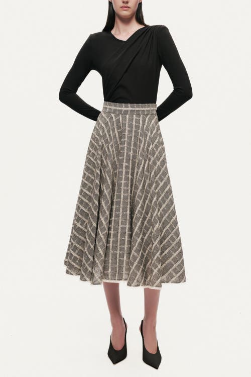 Nocturne Frill Trimmed Ruffle Midi Skirt In Gray