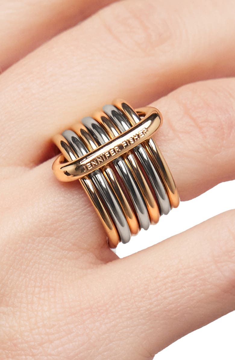 Jennifer Fisher Set of 7 Stackable Rings, Alternate, color, Two Tone
