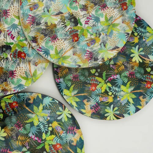 Mela Artisans Jungle Bloom Coasters In Green