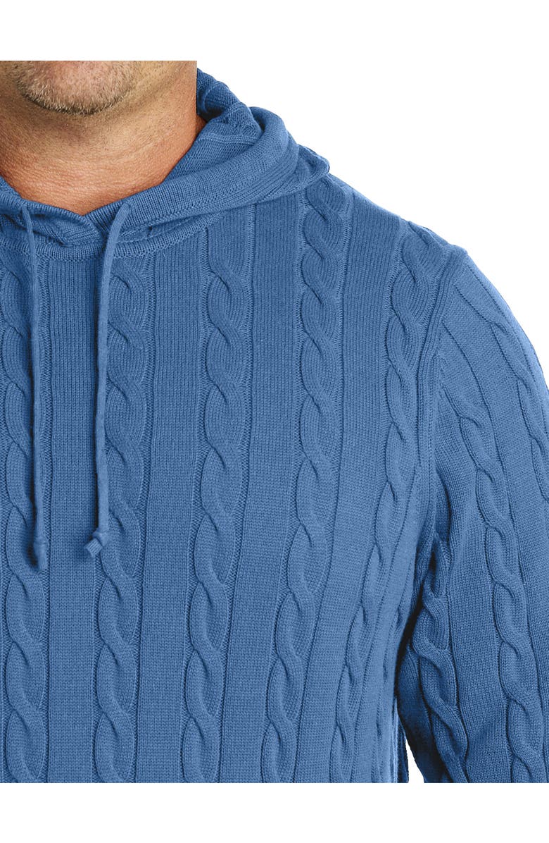 Brooks Brothers Big & Tall Cable Knit Hoodie, Alternate, color, Moonlight Blue