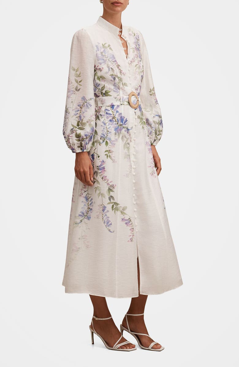 Ever New Sheridan Placement Print Long Sleeve Maxi Dress, Alternate, color, Wisteria Floral