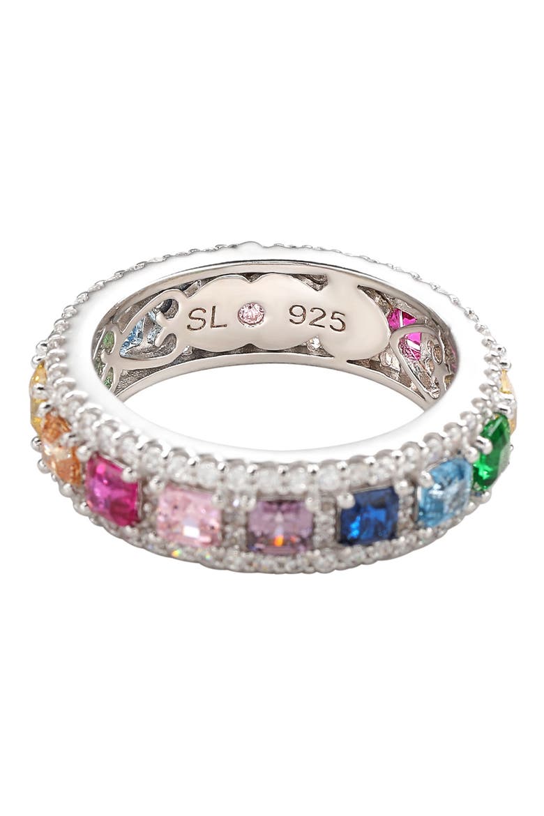 Asscher Cut Rainbow CZ Eternity Band, Alternate, color, RAINBOW