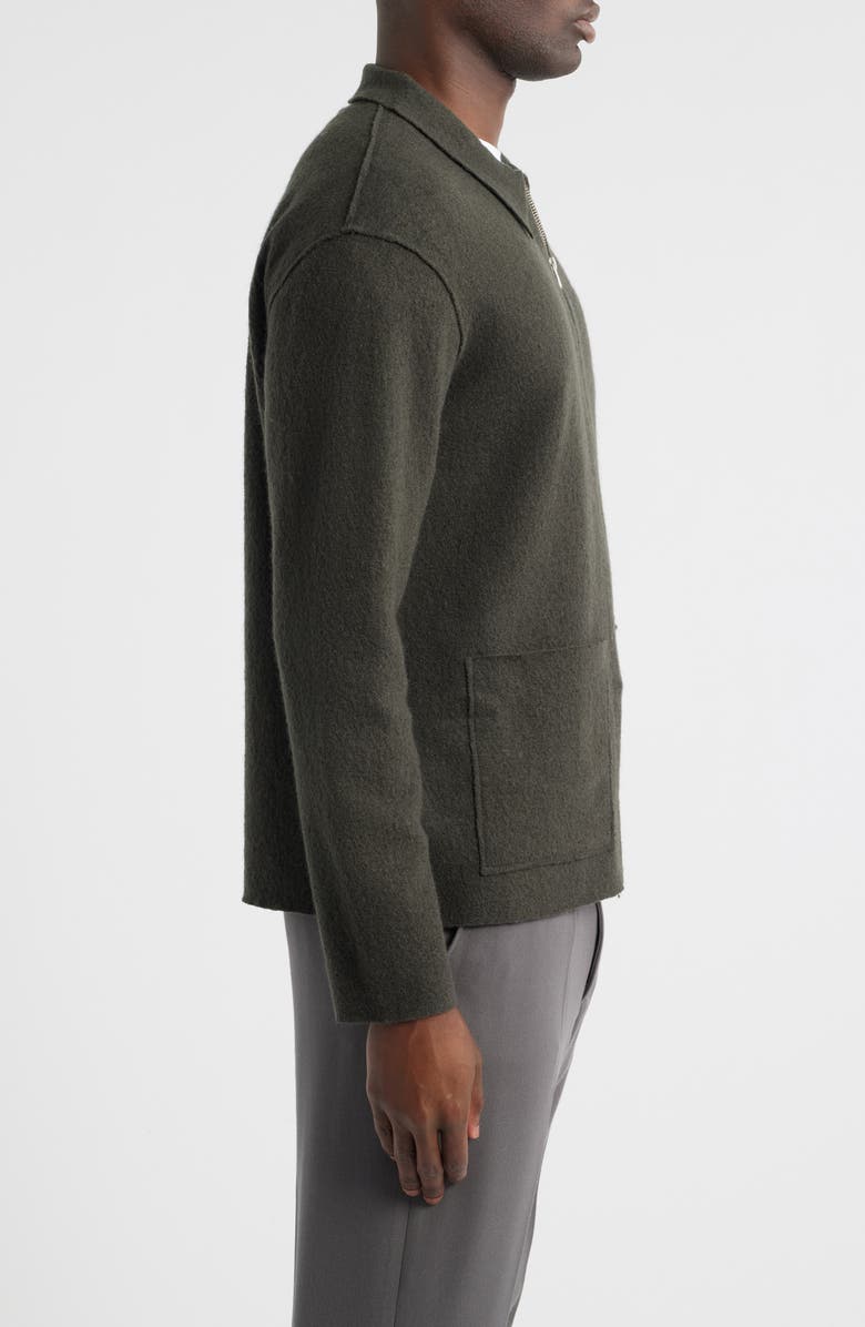 NN07 Jonas 6398 Boiled Merino Wool Zip Cardigan, Alternate, color, Dark Army