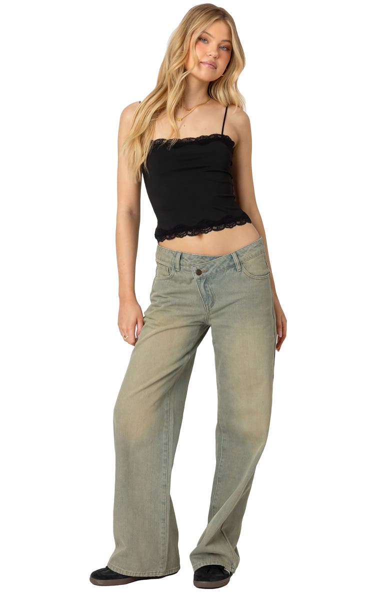 EDIKTED Cruella Lace Trim Camisole, Alternate, color, Black