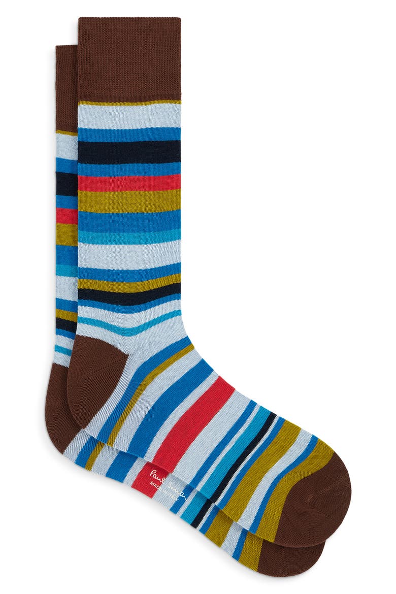 Clayton Stripe Socks, Main, color, 68_BROWN